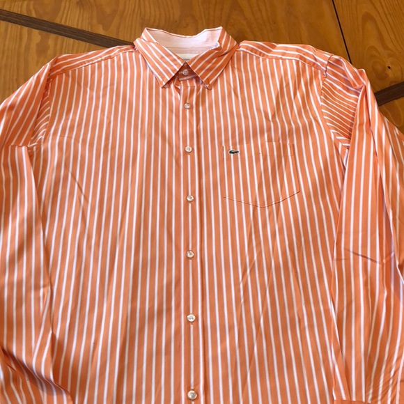 Men’s Lacoste Regular Fit 44 Button Up Orange - Picture 2 of 6
